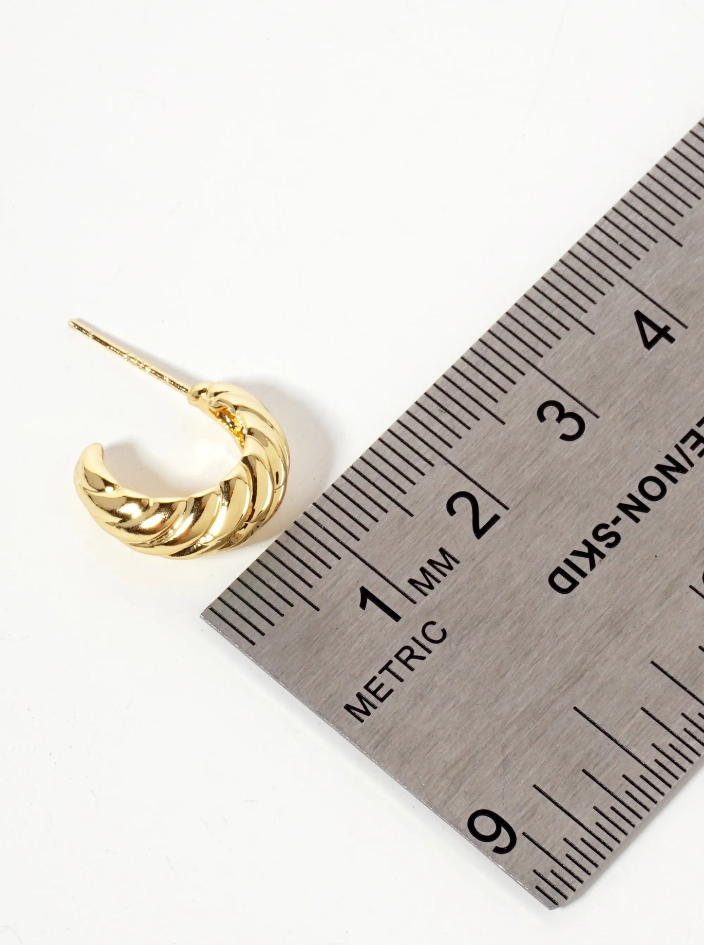 Polished Rope-Texture 15mm 18K-Gold-Dipped Brass Mini Hoop Earrings