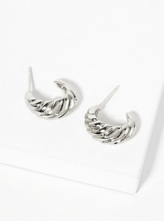 Polished Rope-Texture 15mm 18K-Gold-Dipped Brass Mini Hoop Earrings