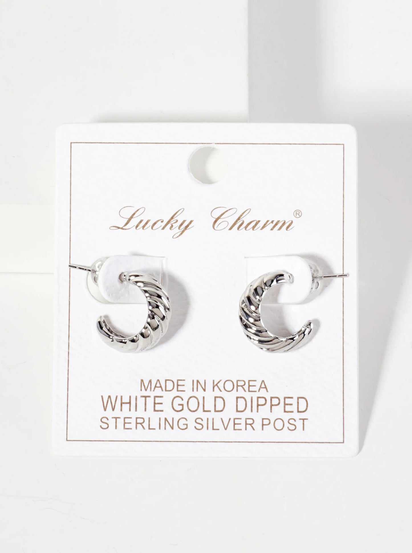 Polished Rope-Texture 15mm 18K-Gold-Dipped Brass Mini Hoop Earrings
