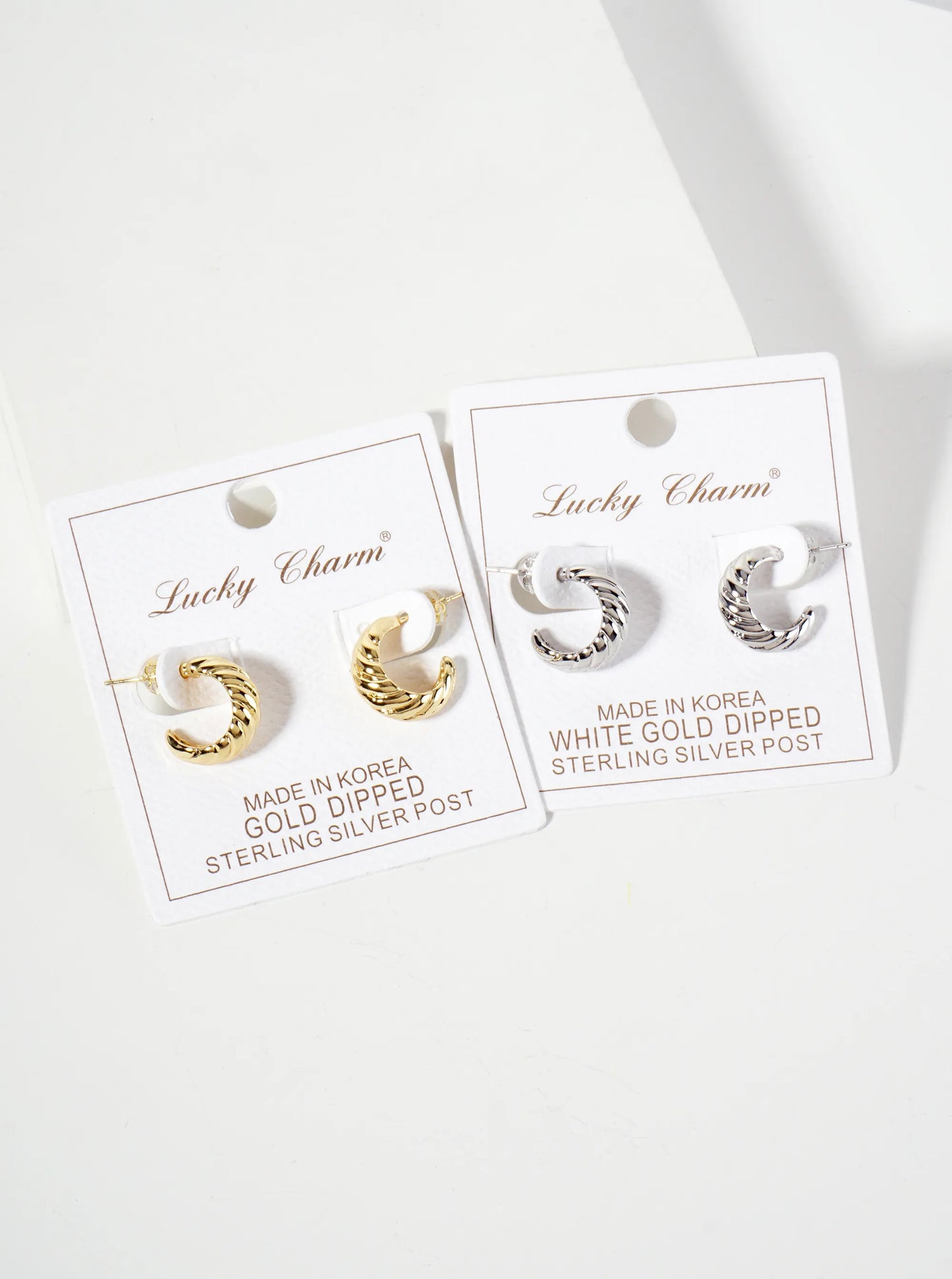 Polished Rope-Texture 15mm 18K-Gold-Dipped Brass Mini Hoop Earrings