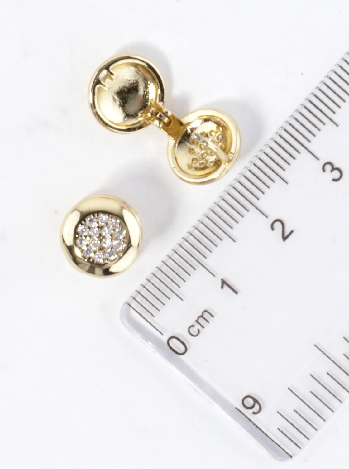 Polished Round Pave Huggie Earrings