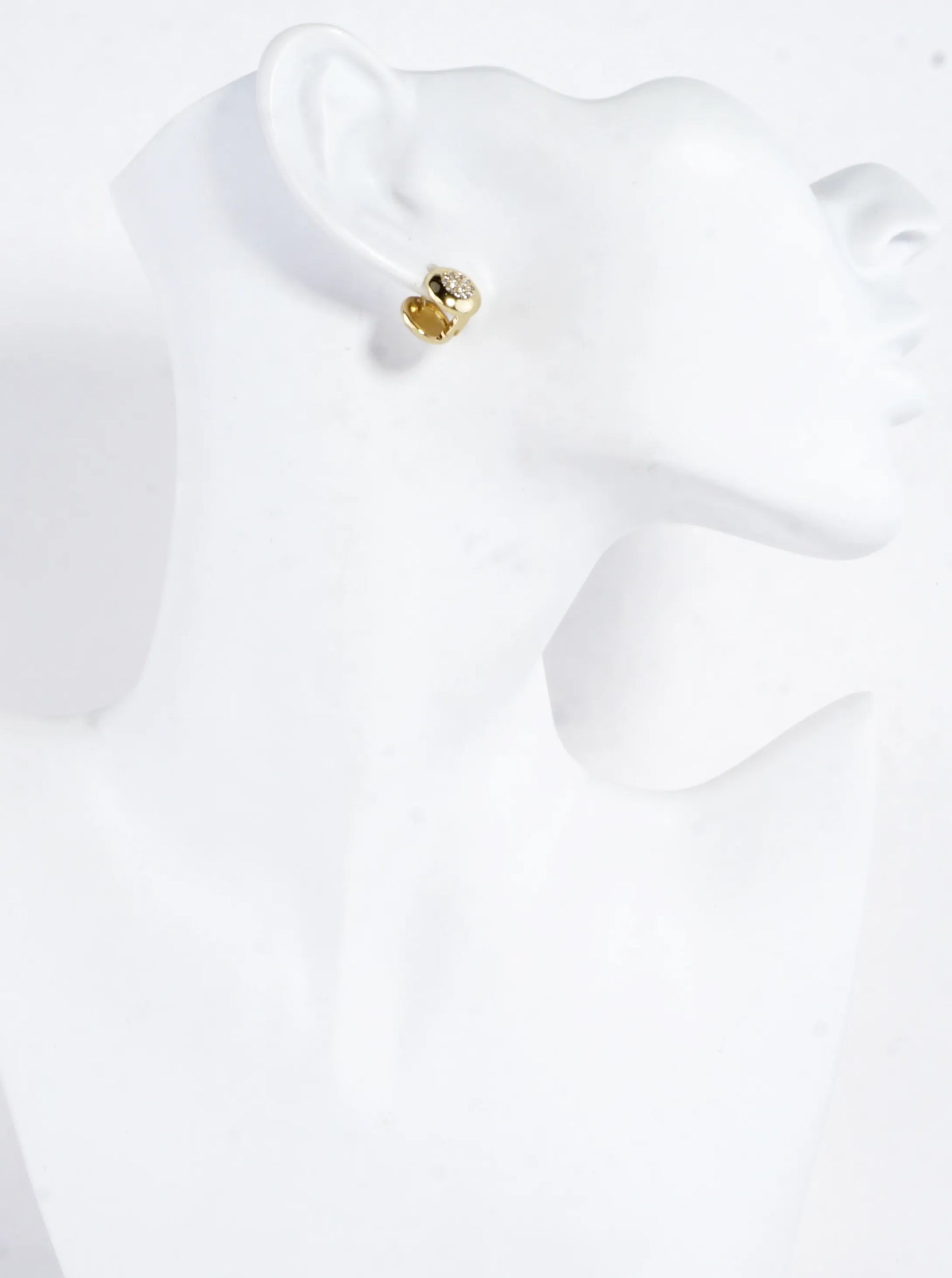 Polished Round Pave Huggie Earrings