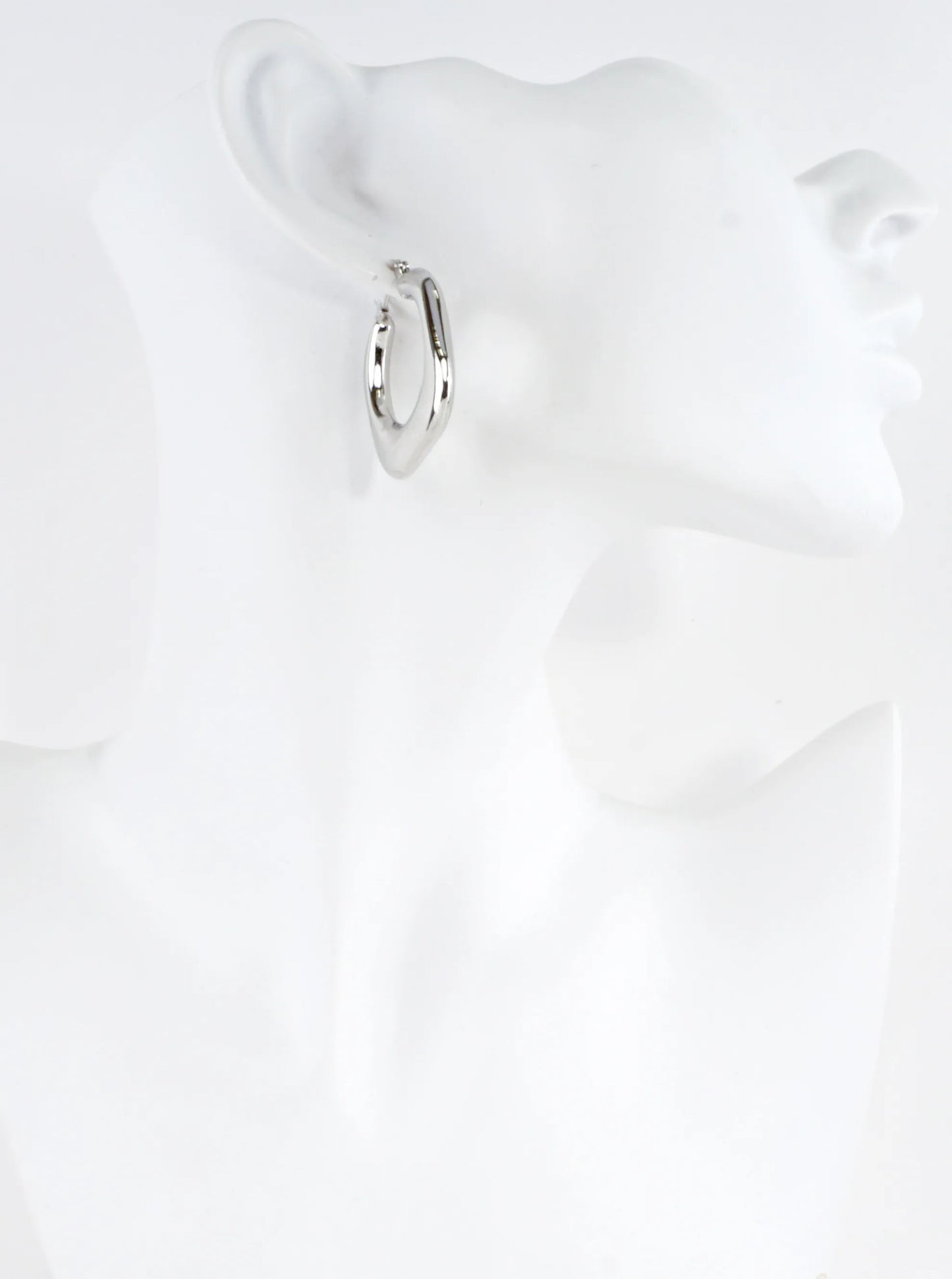 Polished Sculptural Square Hoop Earrings
