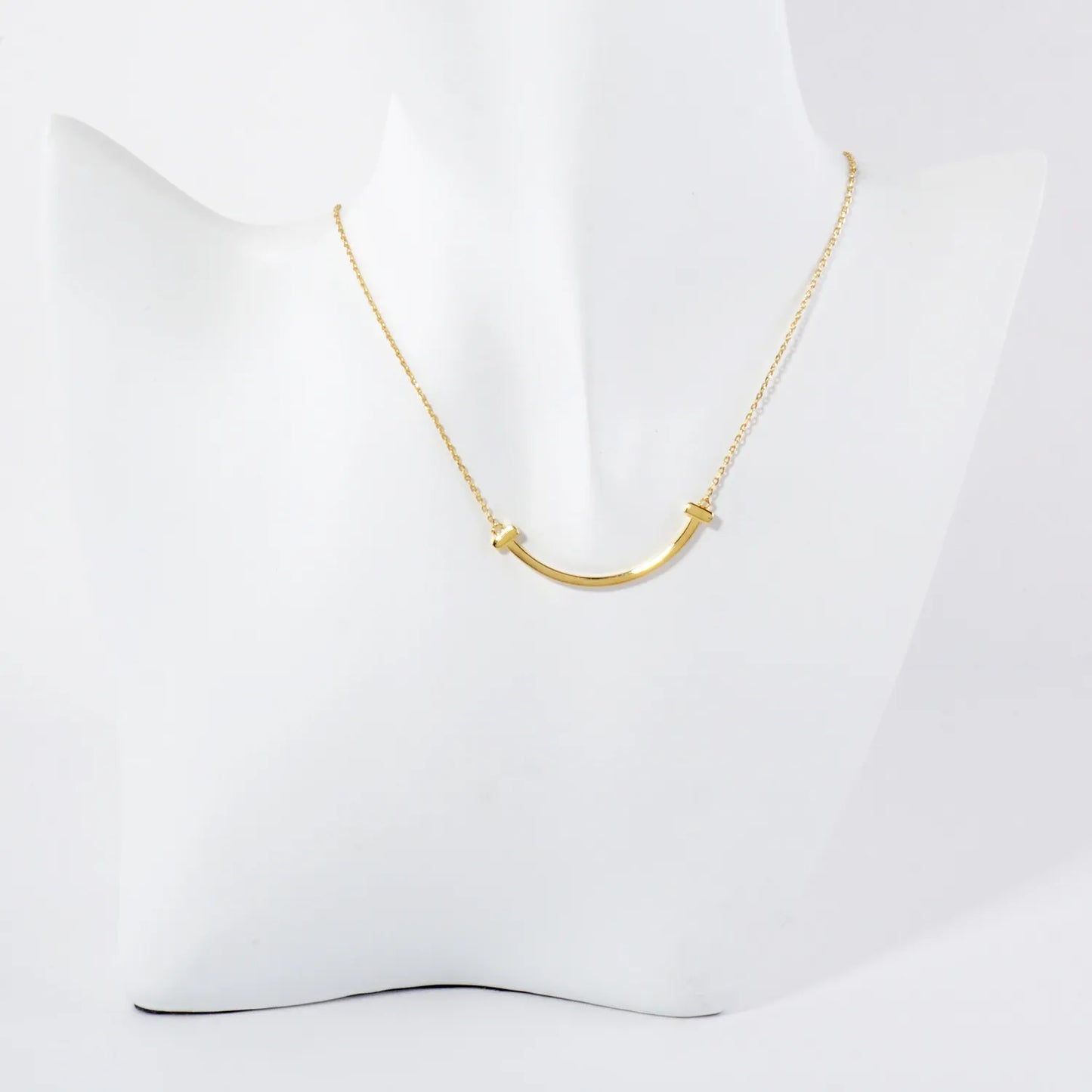 Polished Smiley-Face Pendant 18K-Gold-Dipped Brass Necklace