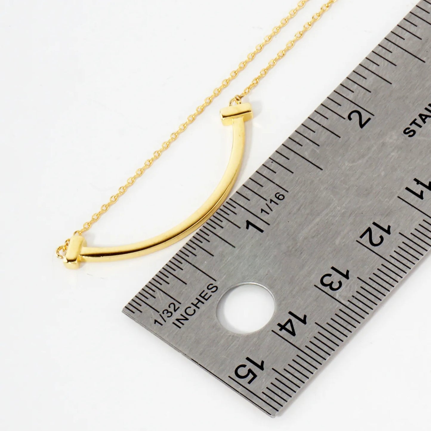 Polished Smiley-Face Pendant 18K-Gold-Dipped Brass Necklace