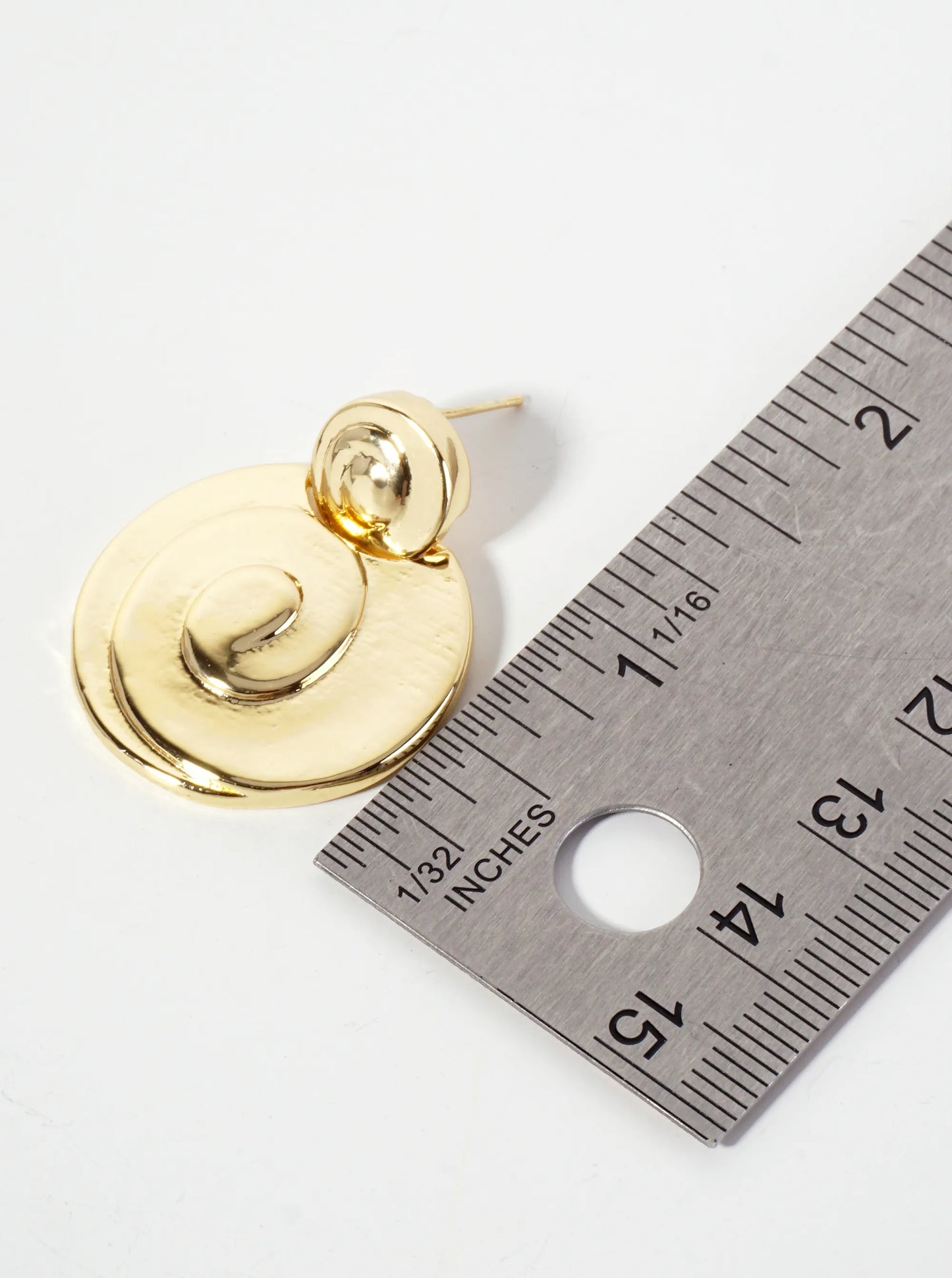 Polished Spiral-Texture Round-Shaped 18K-Gold-Dipped Brass Drop Earrings