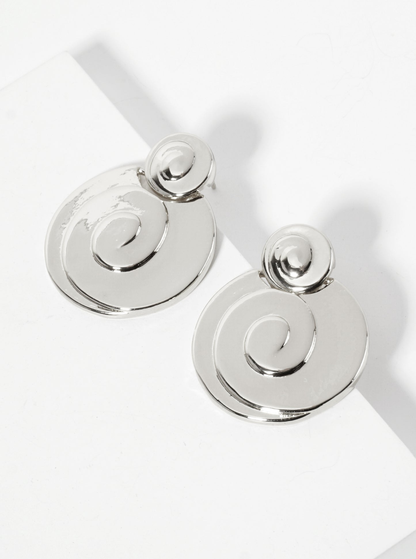 Polished Spiral-Texture Round-Shaped 18K-Gold-Dipped Brass Drop Earrings