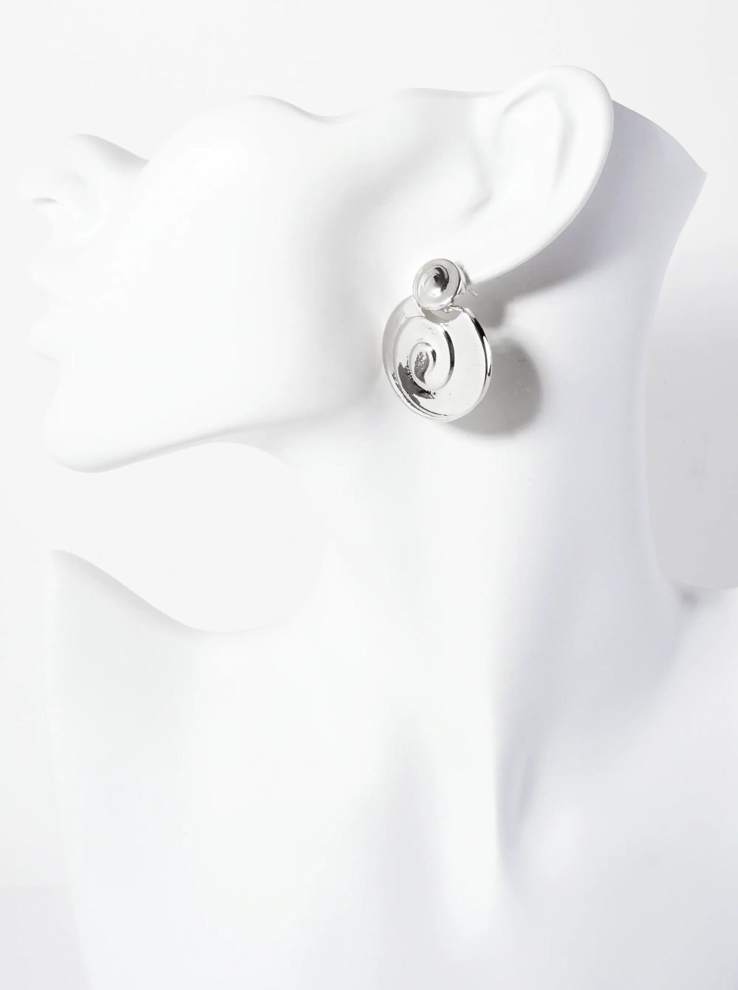 Polished Spiral-Texture Round-Shaped 18K-Gold-Dipped Brass Drop Earrings