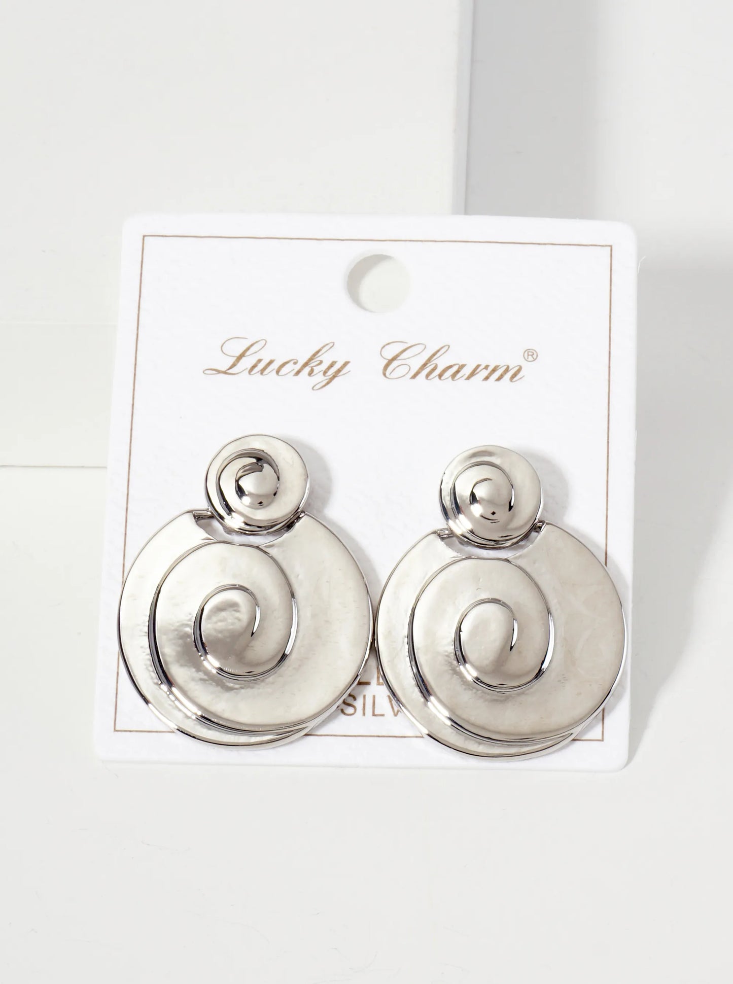 Polished Spiral-Texture Round-Shaped 18K-Gold-Dipped Brass Drop Earrings