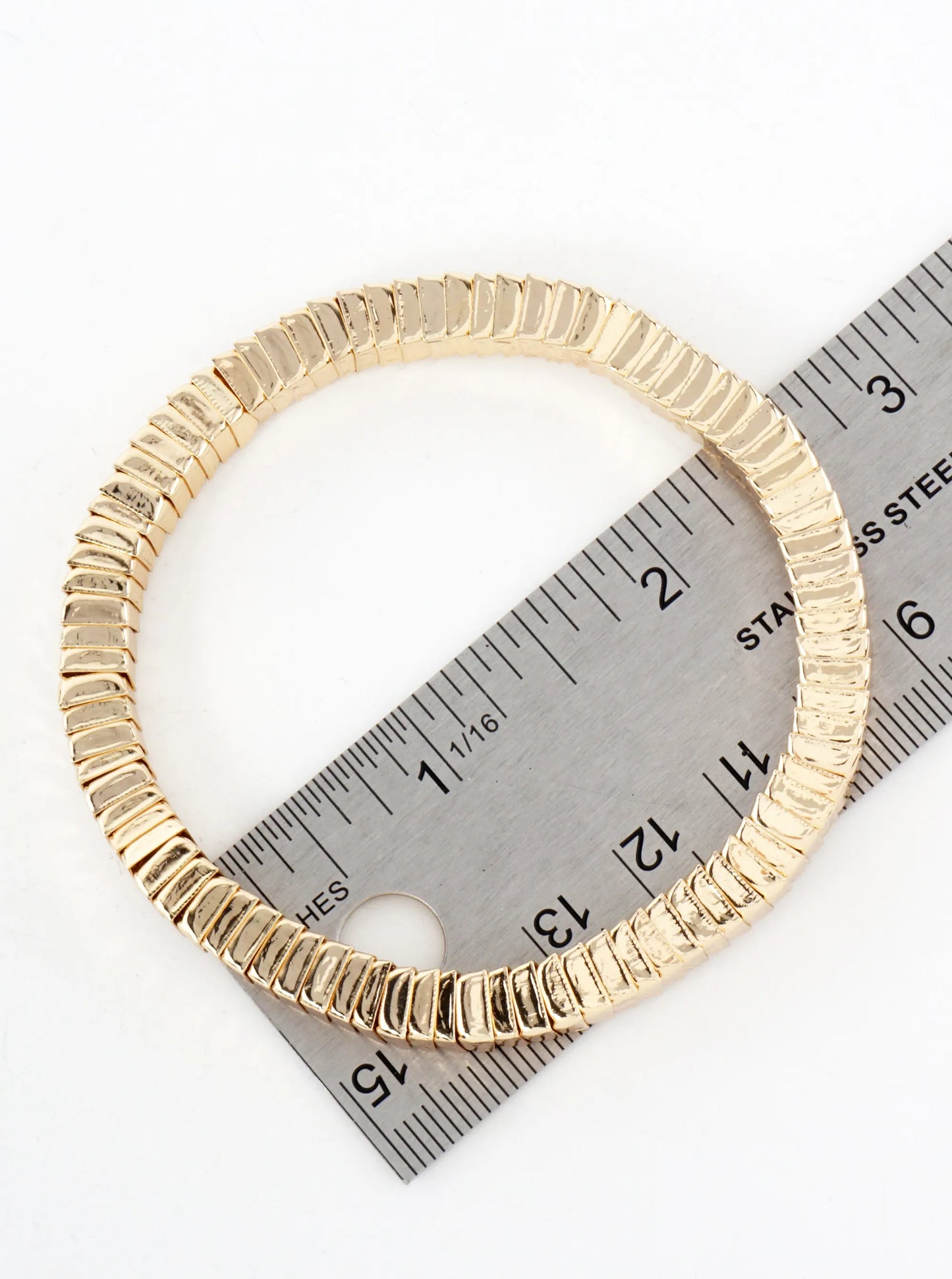Polished Square Metal Stretch Bangle Bracelet