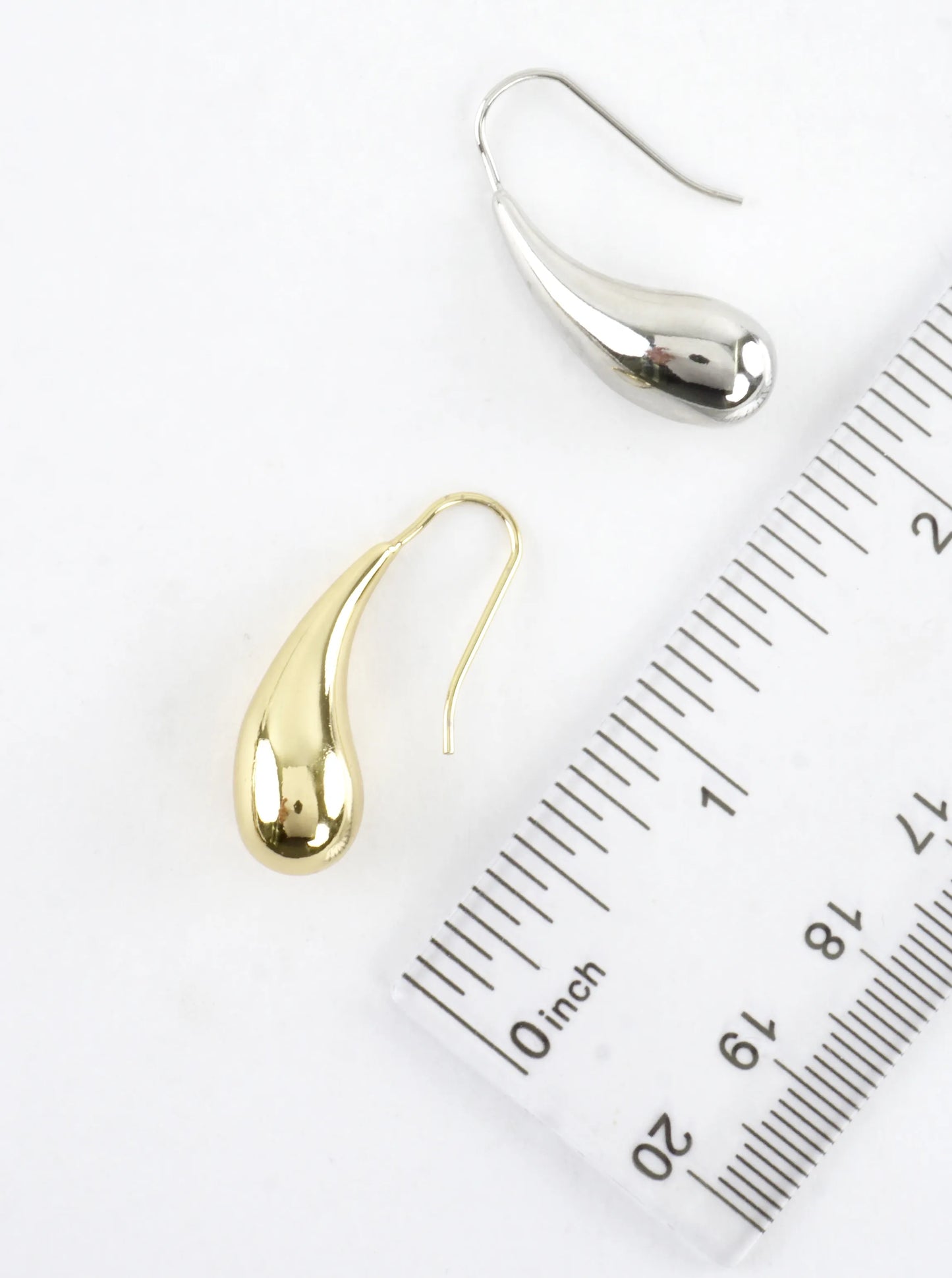 Polished Teardrop Brass Dangle Hook Earrings