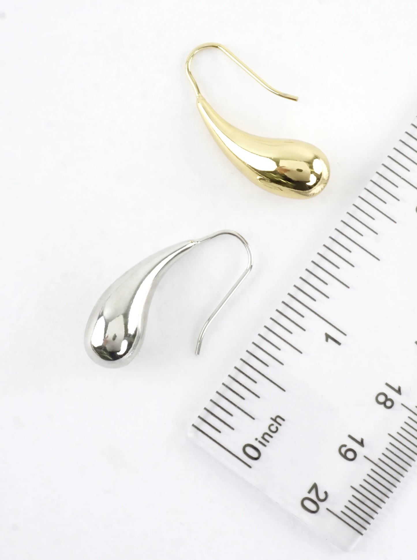 Polished Teardrop Brass Dangle Hook Earrings