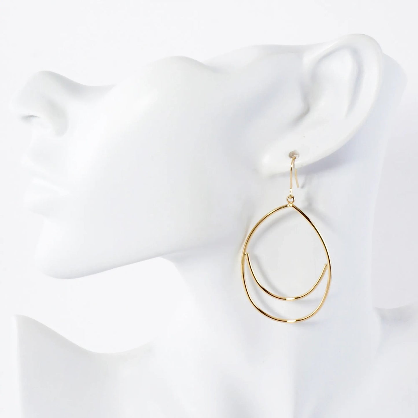 Polished Teardrop Drop 14K-Gold-Dipped Brass Lightweight Dangle Earrings