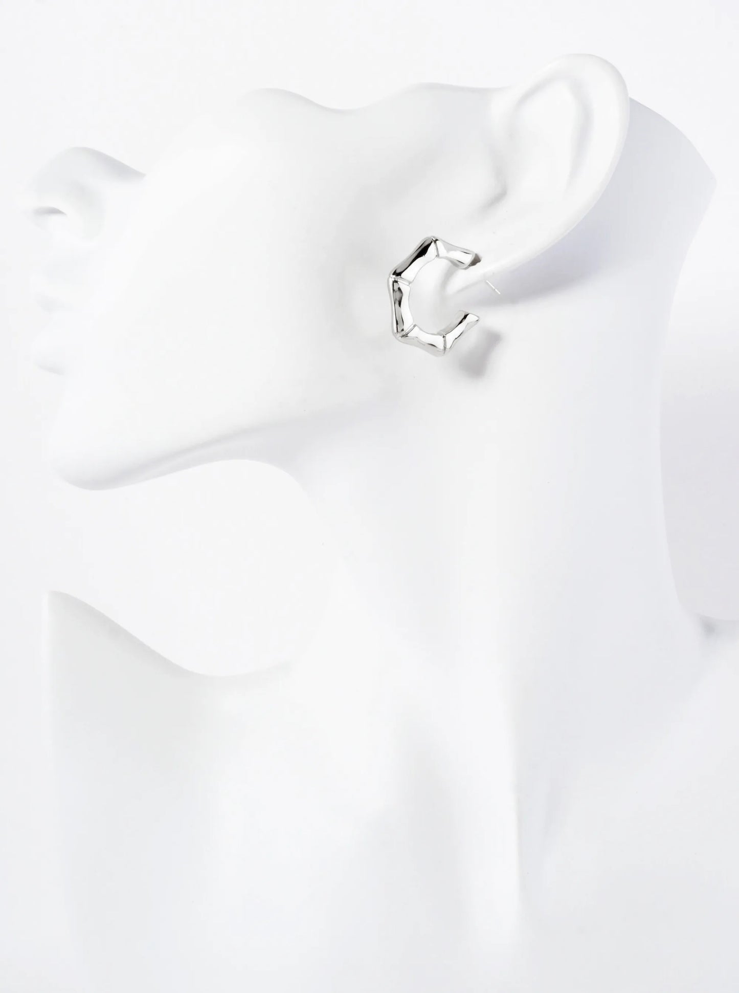 Polished Textured 25mm Hexagon 18K-Gold-Dipped Brass Open Hoop Earrings