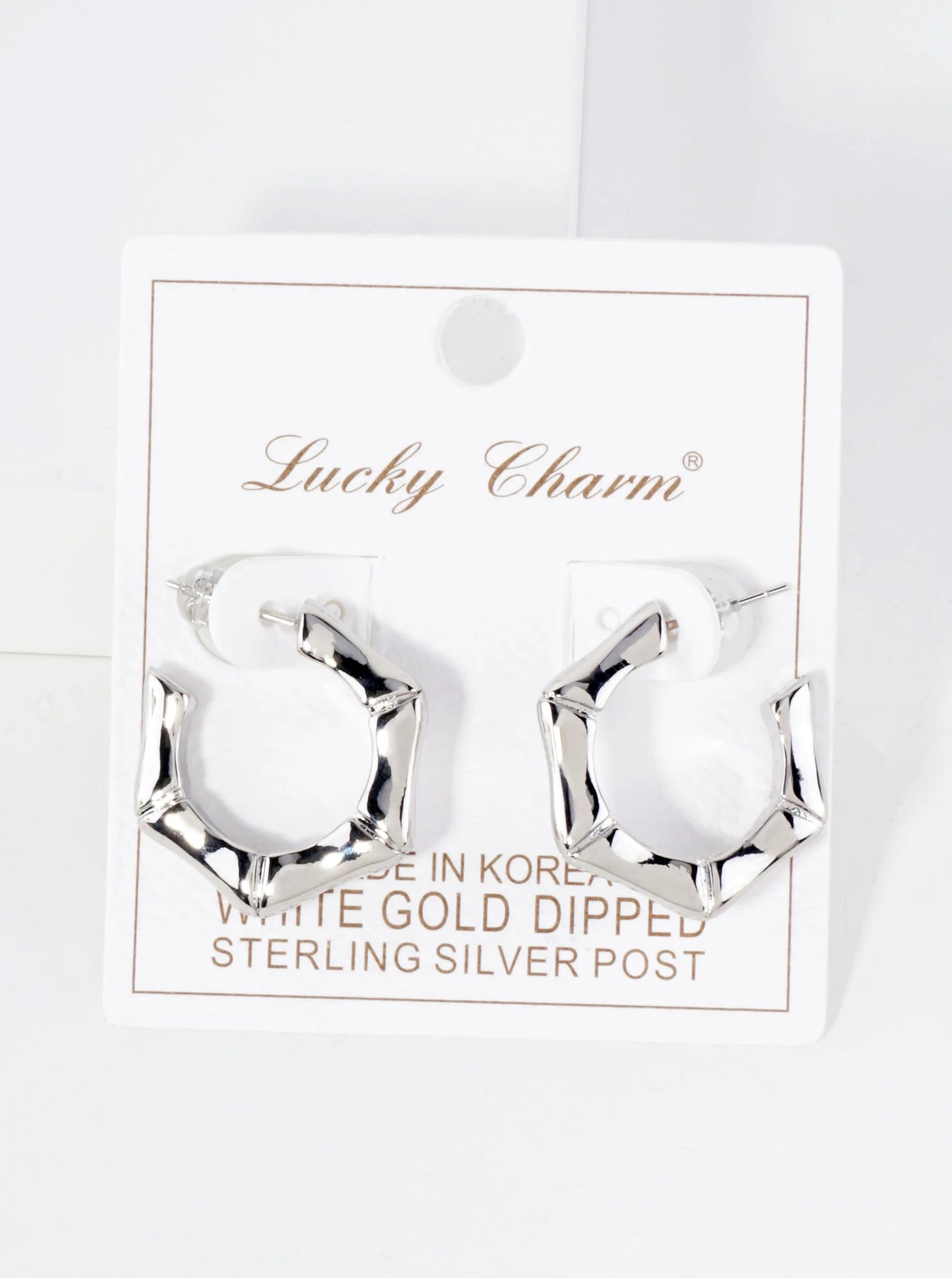 Polished Textured 25mm Hexagon 18K-Gold-Dipped Brass Open Hoop Earrings