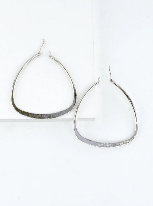 Polished Triangular Brass Hoop Earrings