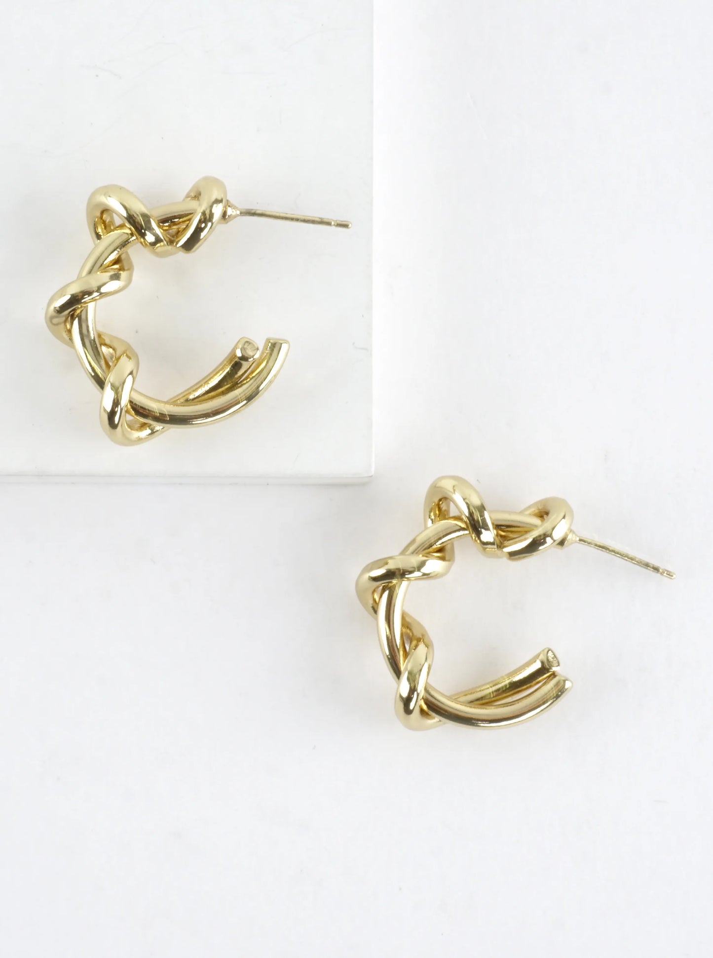 Polished Twisted Branch Hoop Earrings