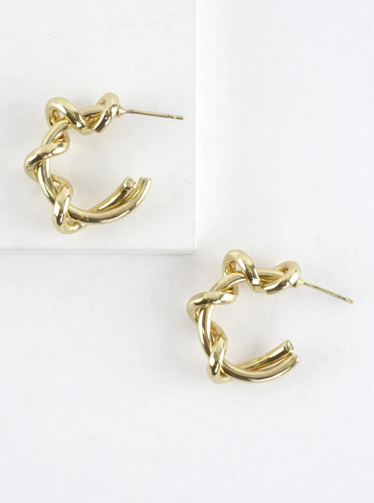 Polished Twisted Branch Hoop Earrings