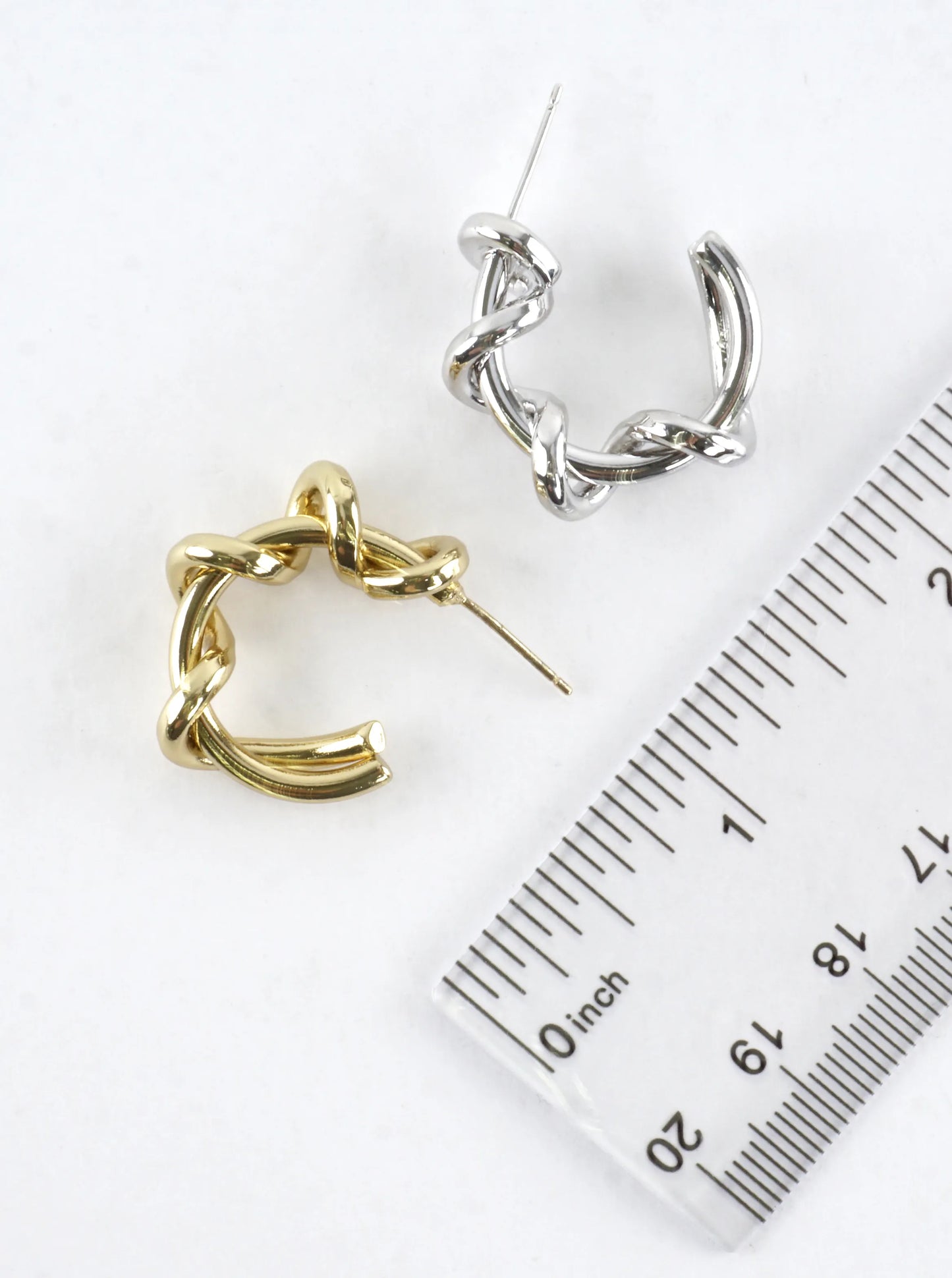 Polished Twisted Branch Hoop Earrings