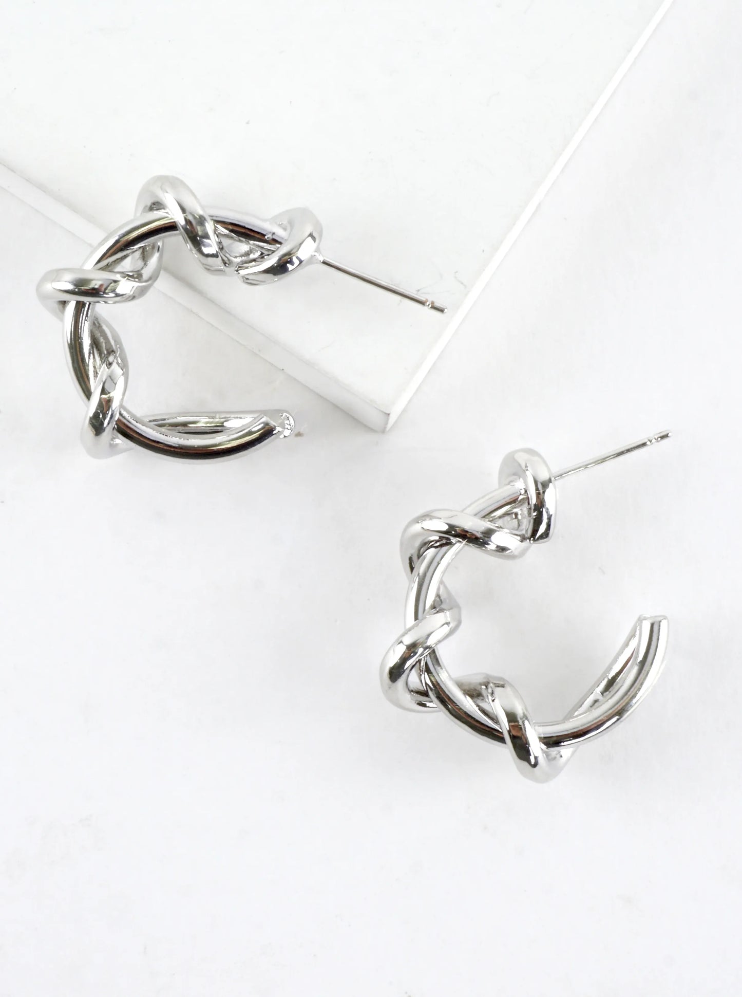 Polished Twisted Branch Hoop Earrings