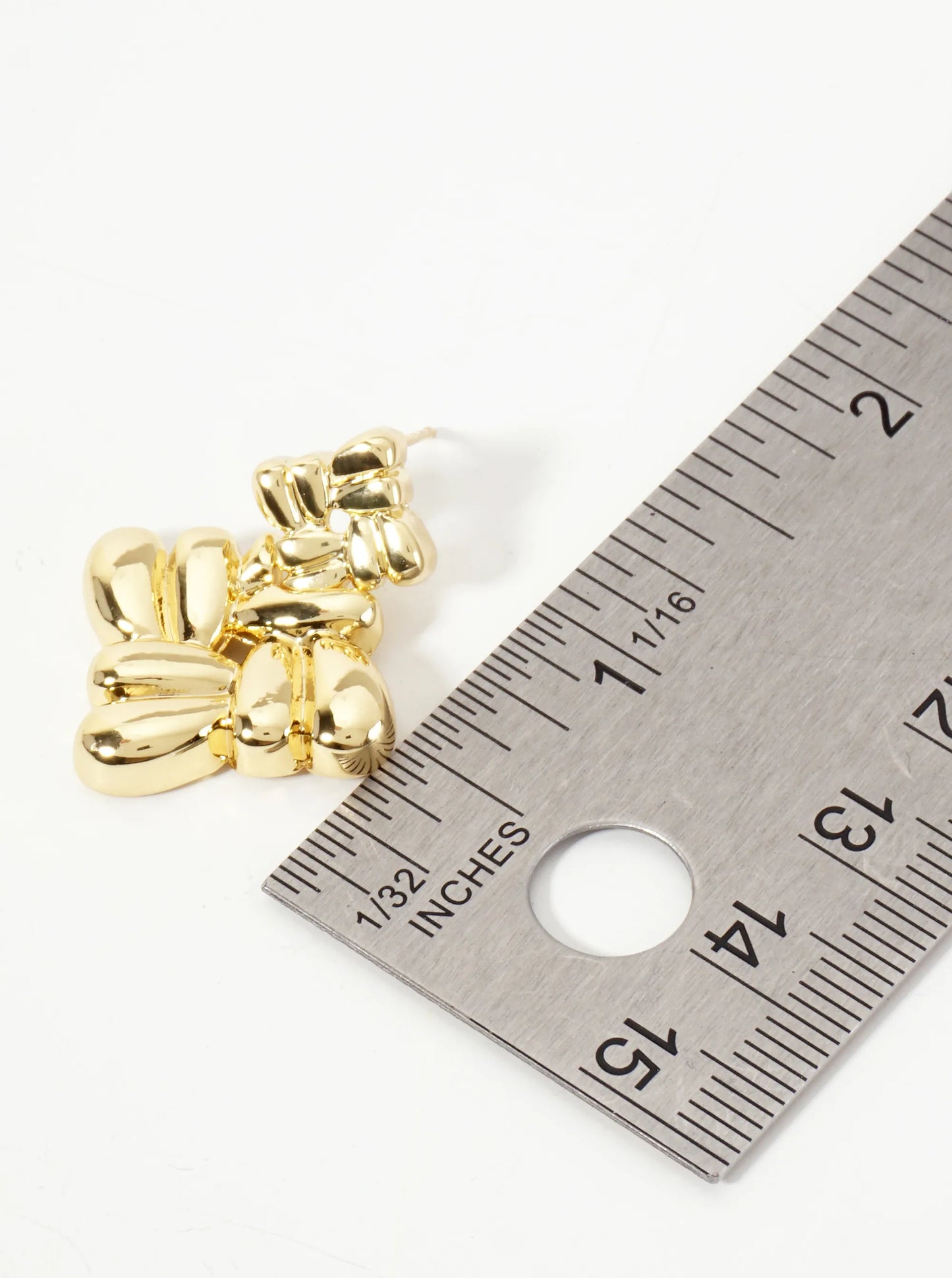 Polished Two Interconnected Diamond-Shaped Design 18K-Gold-Dipped Brass Earrings
