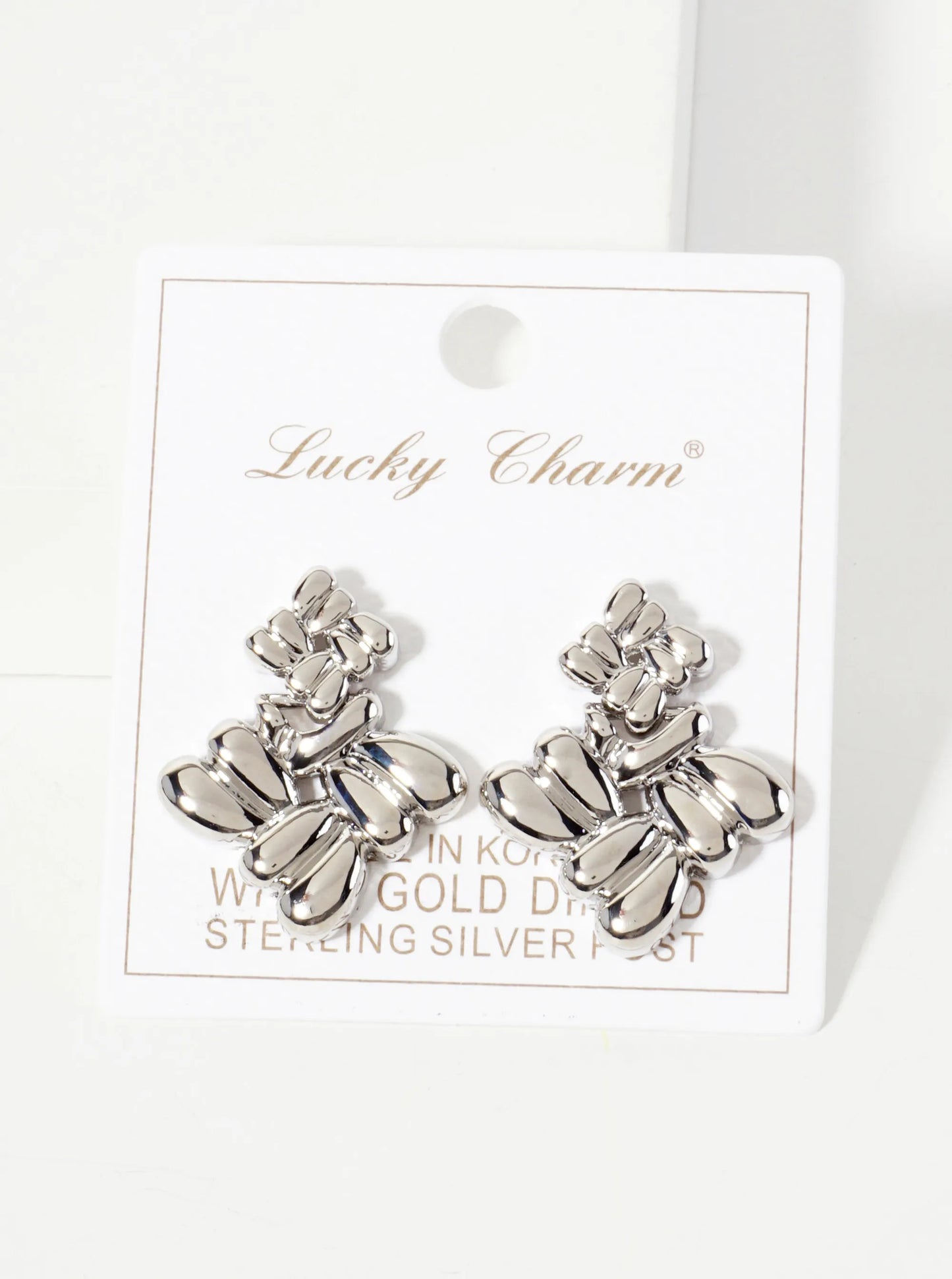 Polished Two Interconnected Diamond-Shaped Design 18K-Gold-Dipped Brass Earrings