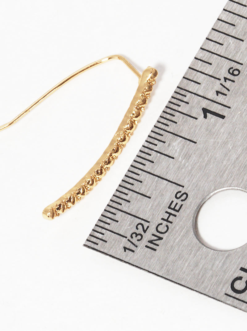 Polished Zinc Alloy Ball Textured Curved Bar Ear Crawler Earrings