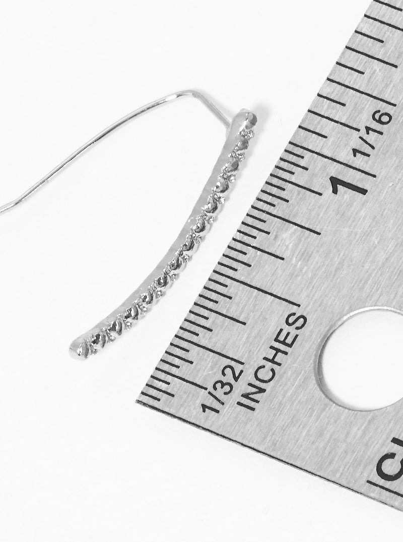 Polished Zinc Alloy Ball Textured Curved Bar Ear Crawler Earrings