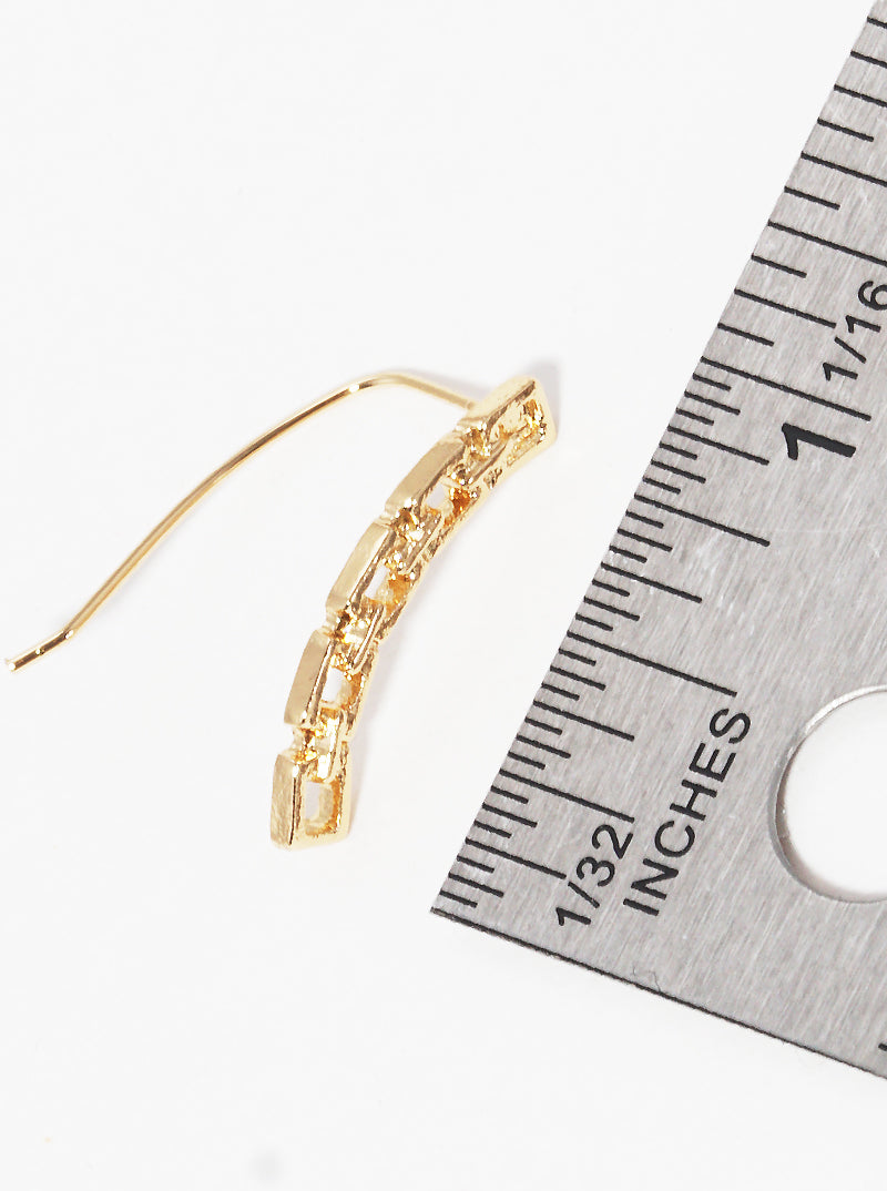 Polished Zinc Alloy Curved Rectangle Chain Ear Crawler Earrings