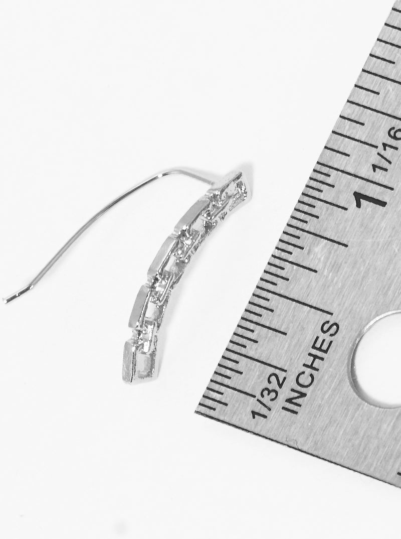 Polished Zinc Alloy Curved Rectangle Chain Ear Crawler Earrings