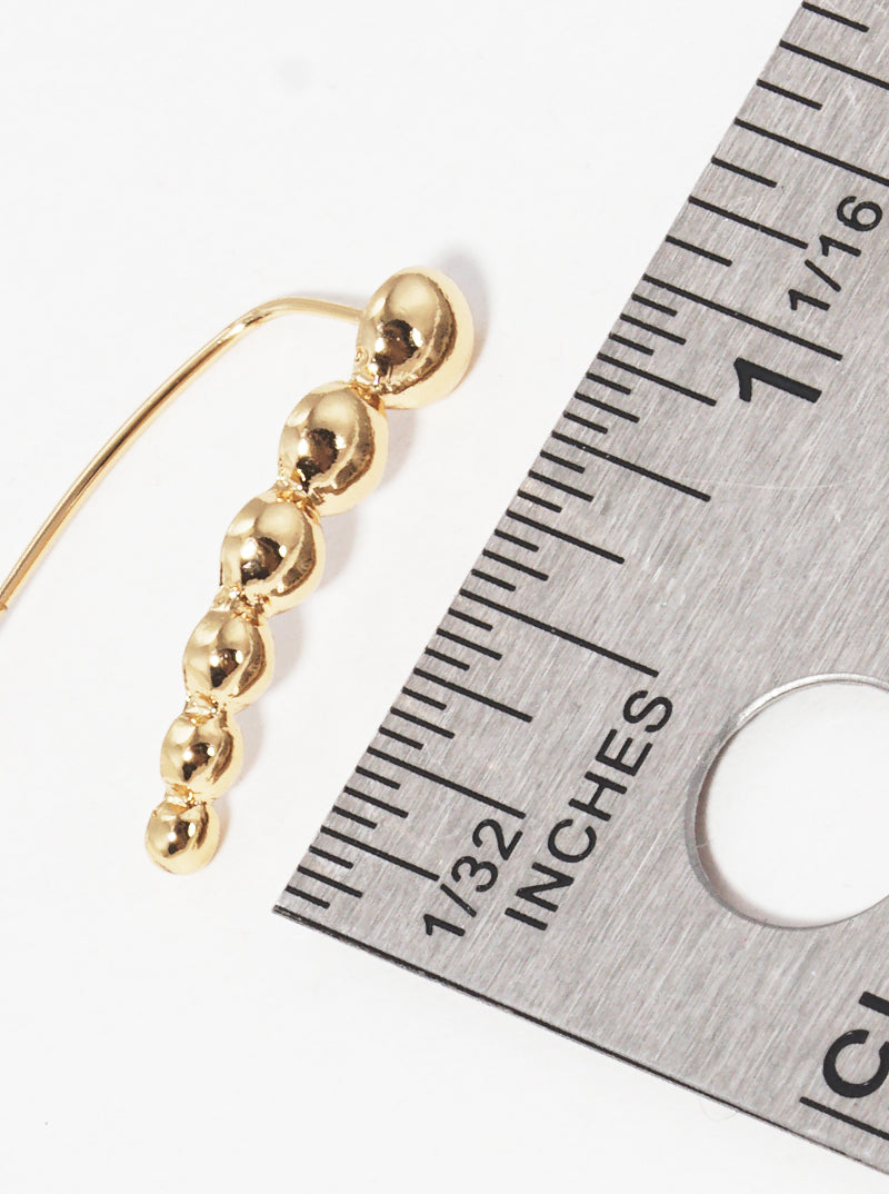 Polished Zinc Alloy Graduated Round Ball Ear Crawler Earrings