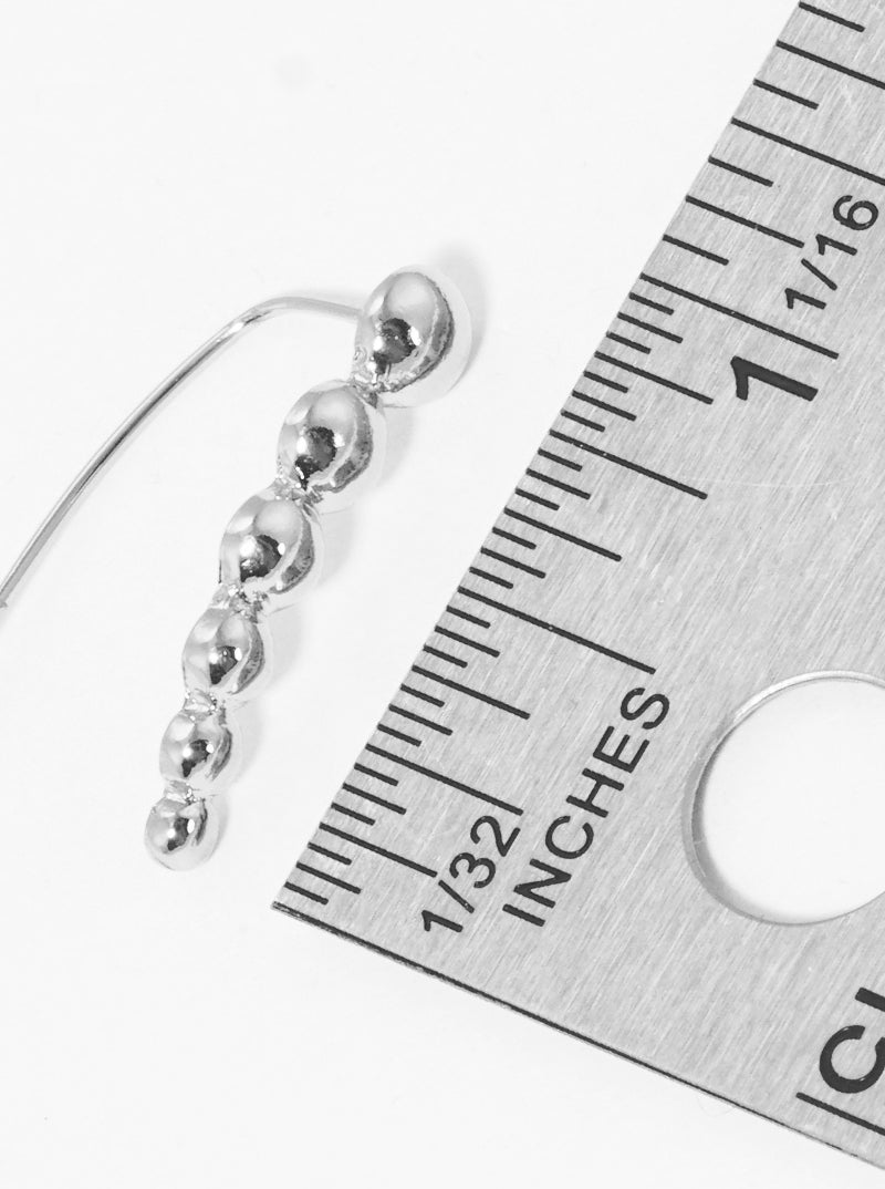 Polished Zinc Alloy Graduated Round Ball Ear Crawler Earrings