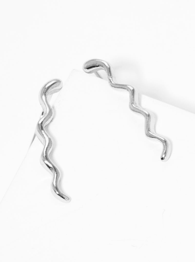 Polished Zinc Alloy Snake Shaped Ear Crawler Earrings