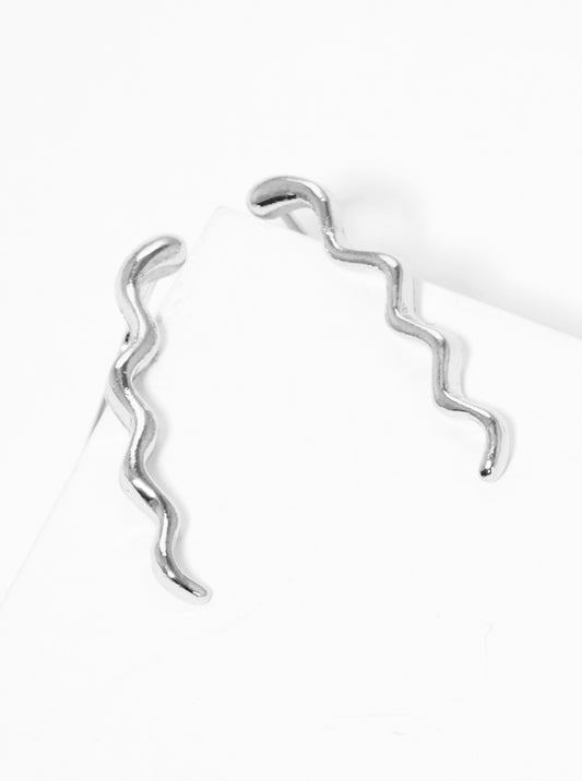 Polished Zinc Alloy Snake Shaped Ear Crawler Earrings