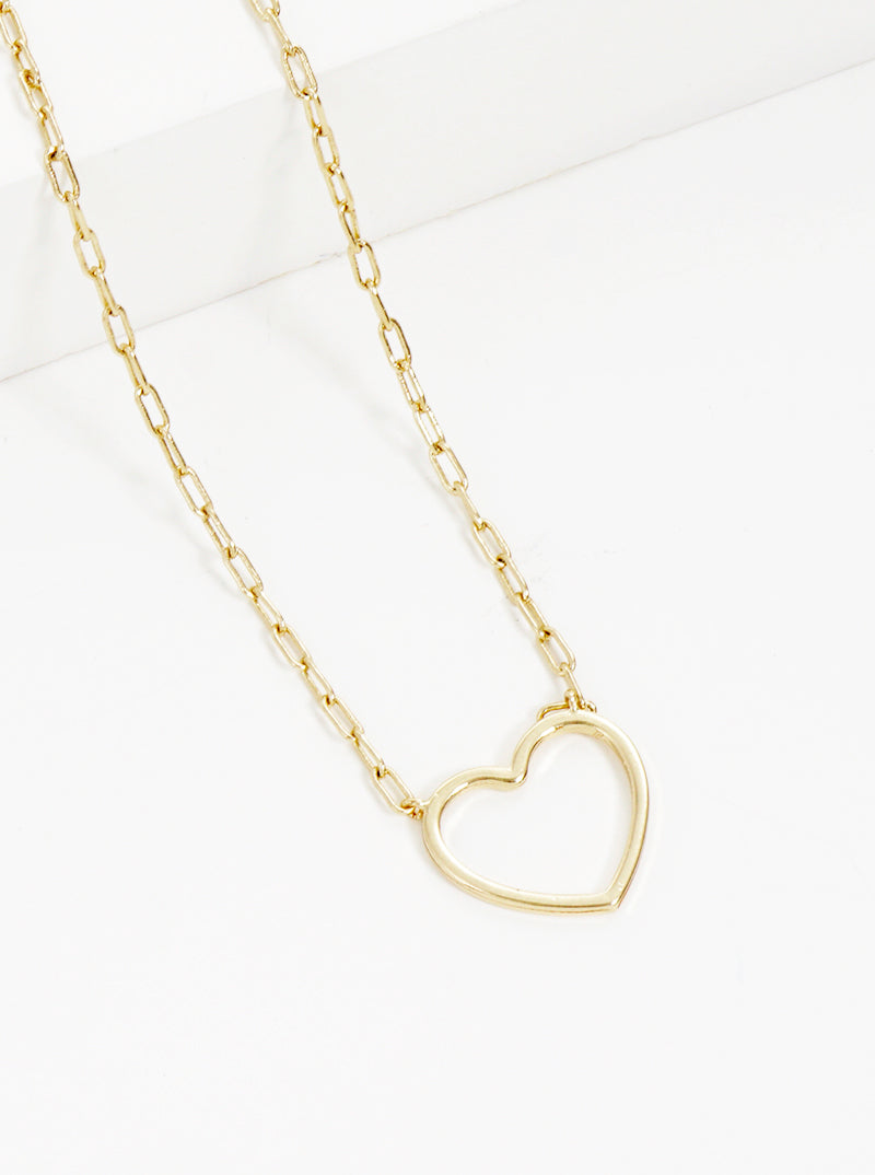 Polished Metal Heart Pendant Dainty Necklace