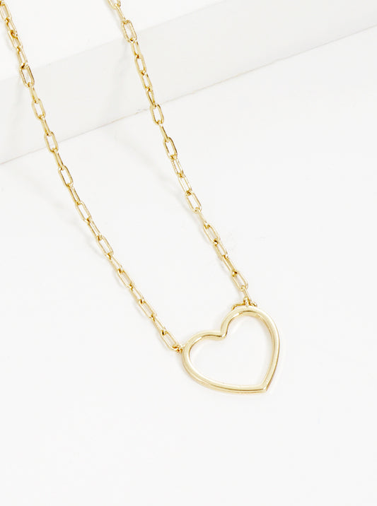 Polished Metal Heart Pendant Dainty Necklace