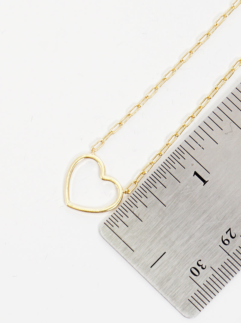 Polished Metal Heart Pendant Dainty Necklace
