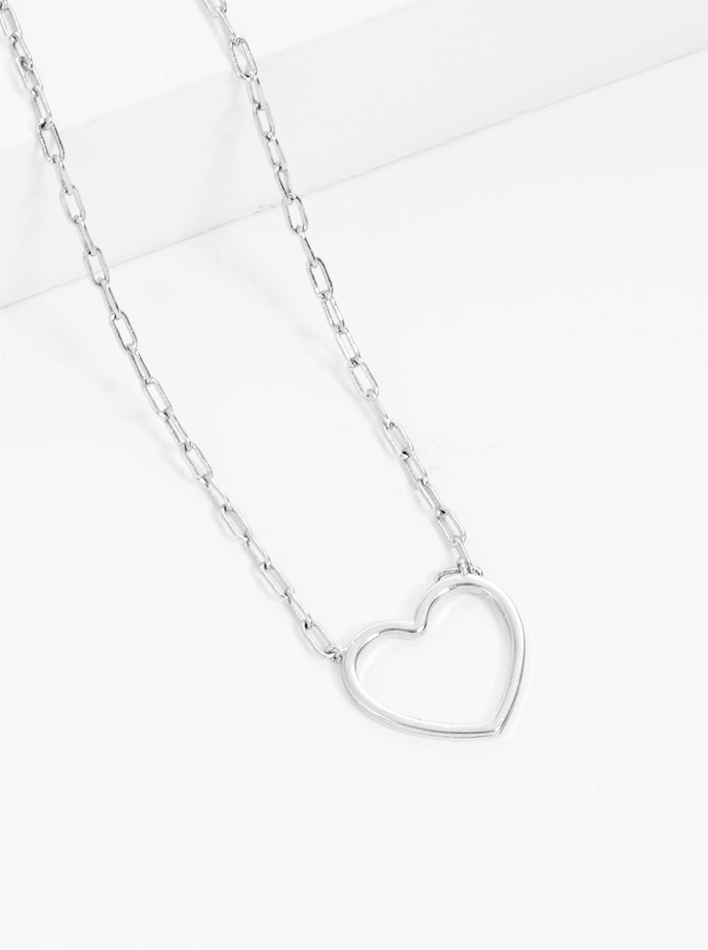 Polished Metal Heart Pendant Dainty Necklace