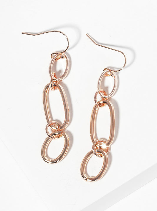 Polished Metal Link Chain Dangle Drop Earrings