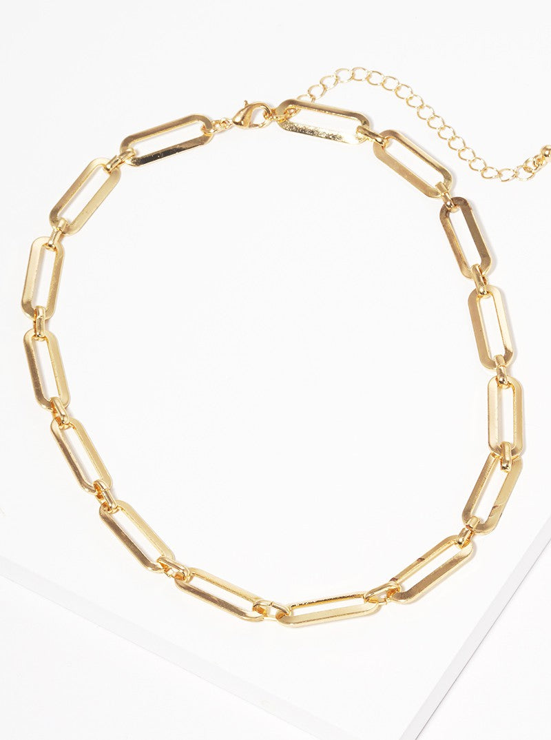 Polished Metal Link Chain Necklace