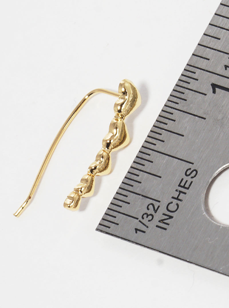 Polished Zinc Alloy Graduated Heart Ear Crawler Earrings