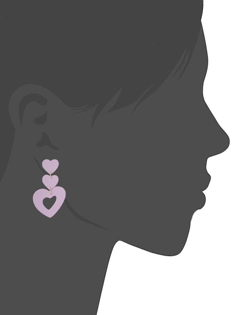 Polymer Clay Heart Dangle Drop Post Earrings