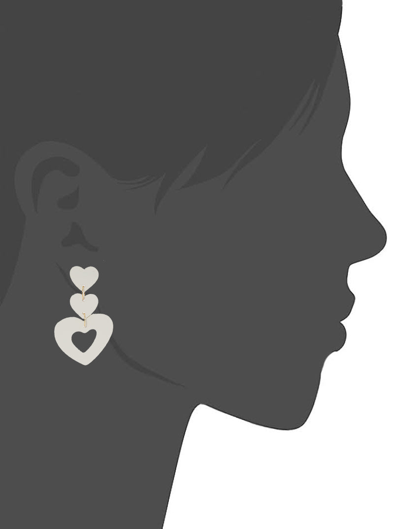 Polymer Clay Heart Dangle Drop Post Earrings