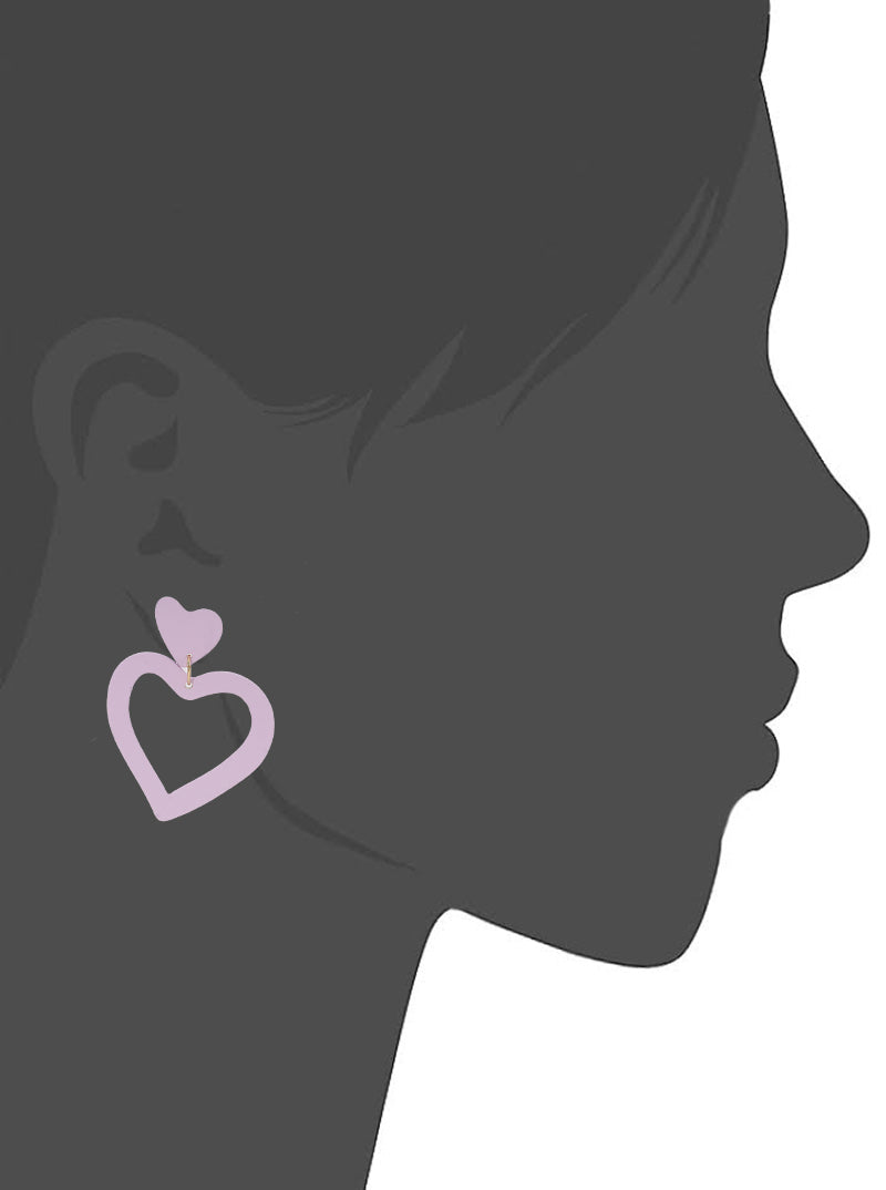 Polymer Clay Heart Dangle Drop Post Earrings