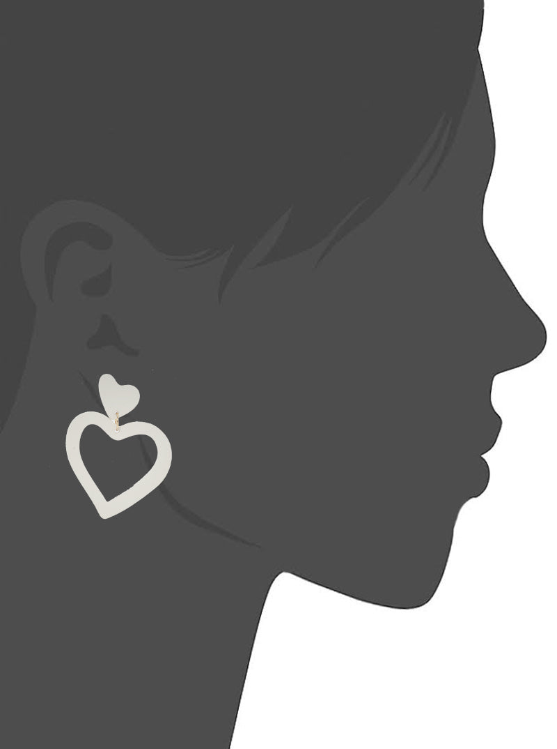 Polymer Clay Heart Dangle Drop Post Earrings