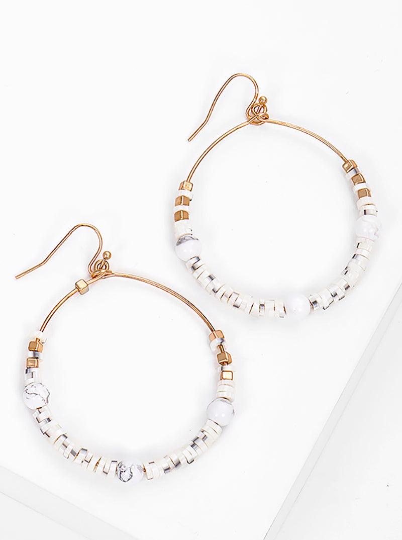 Polymer And Semi Precious Stone Bead Dangle Earrings