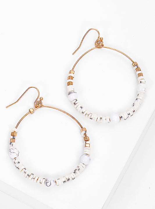 Polymer And Semi Precious Stone Bead Dangle Earrings