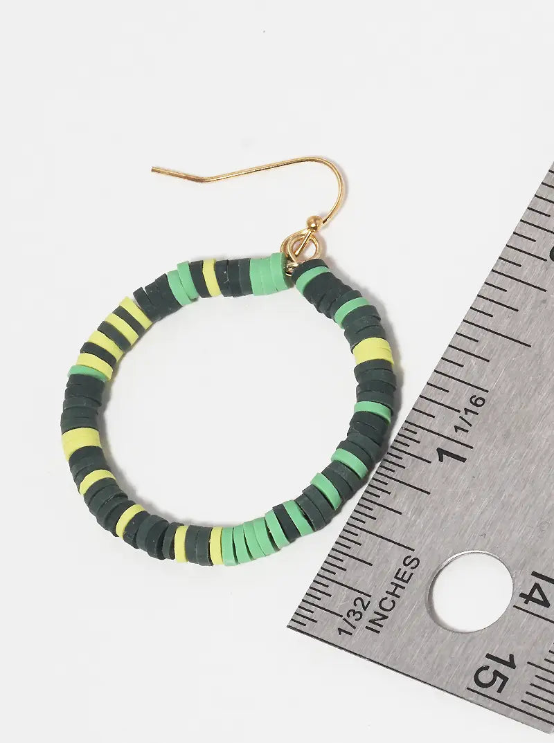 Polymer Clay Bead Round Dangle Drop Earrings