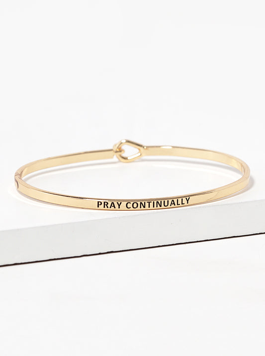 Pray Continually Engraved Inspirational Bangle Bracelet