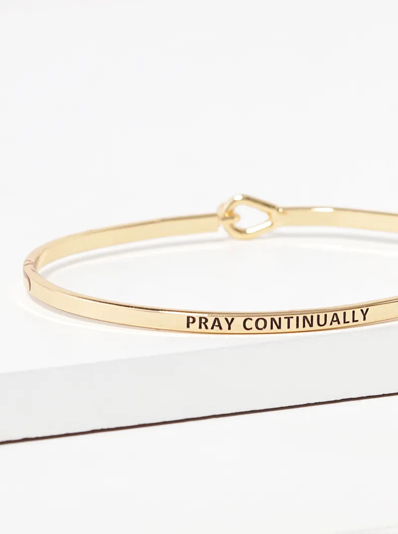 Pray Continually Engraved Inspirational Bangle Bracelet
